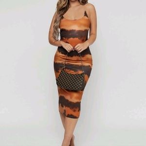 Multi Colored Midi Sleeveless Bodycon Dress NWT